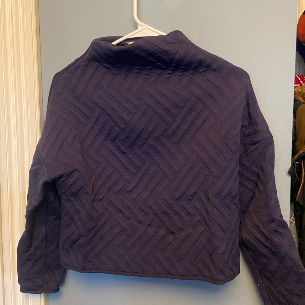 Women's Quilted Navy Sweater